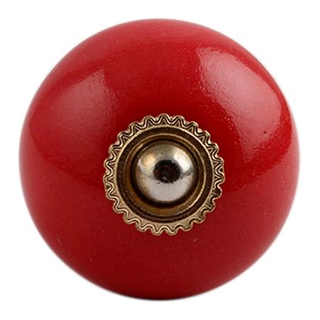 Solid Red Golden Fitting Ceramic Cabinet Knob